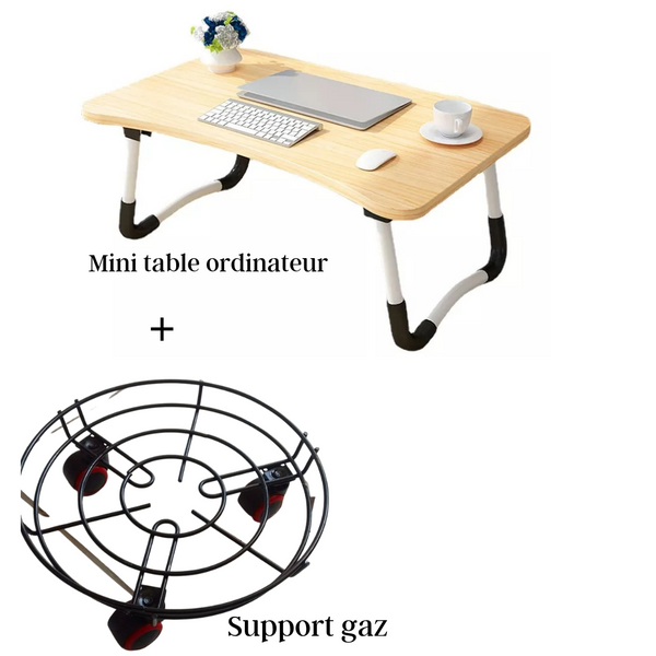 Ensemble mini table ordinateur ,support gaz